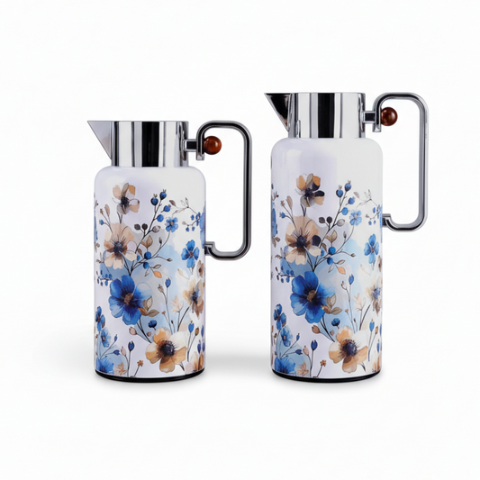 Najib Floral Dallah Set – 0.7L & 1L - Beige flower - Mawaeen