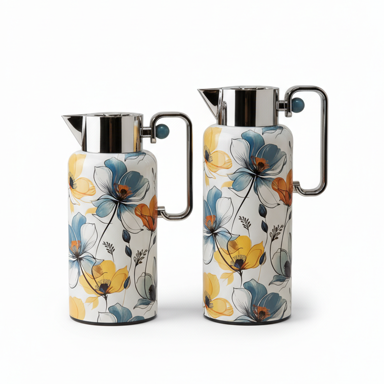 Najib Floral Dallah Set – 0.7L & 1L - Mawaeen