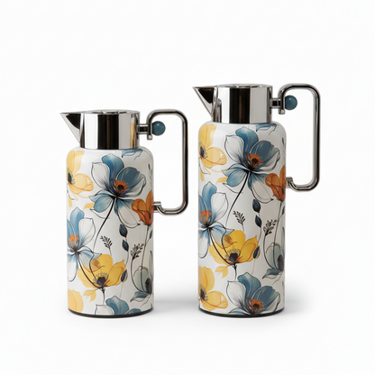 Najib Floral Dallah Set – 0.7L & 1L - Mawaeen