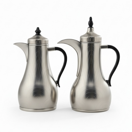Premium Stainless Steel Dallah Set – Matt Silver - Mawaeen