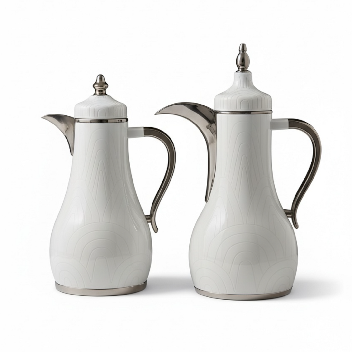 Premium Stainless Steel Dallah Set – White/Chrome - Mawaeen