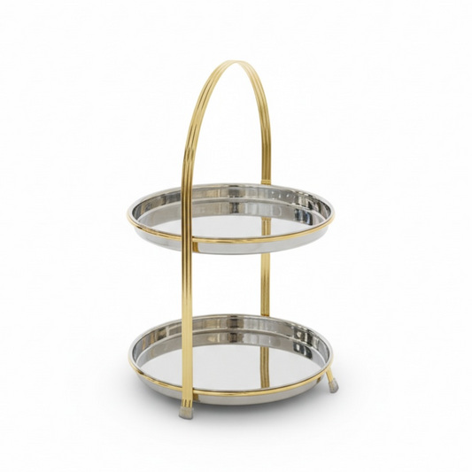 Stainless Steel Serving Stand Gold – 2 Tier (L) - Mawaeen