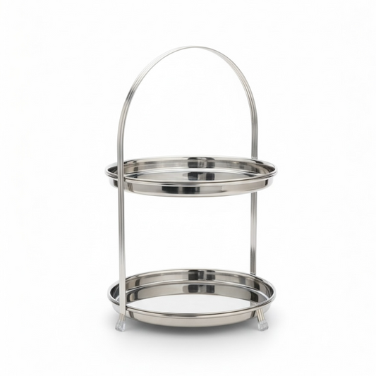 Stainless Steel Serving Stand Silver– 2 Tier (L) - Mawaeen