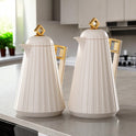 Almarjan Vacuum Flask Set Plastic, 0.7L + 1L For Serving Coffee & Tea