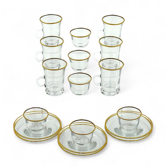 Minimalist Gold&silver-Rimmed Tea Set