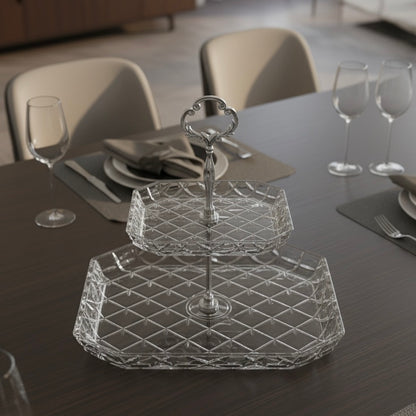 Mawaeen 2-Tier Luxury Glass Cake Stand – Elegant Serving Display