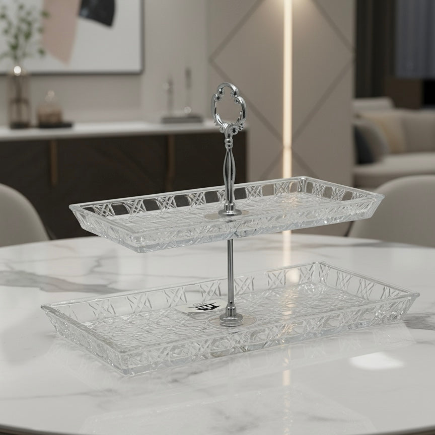 Mawaeen 2-Tier Luxury Glass Candy Plate – Elegant Serving Display