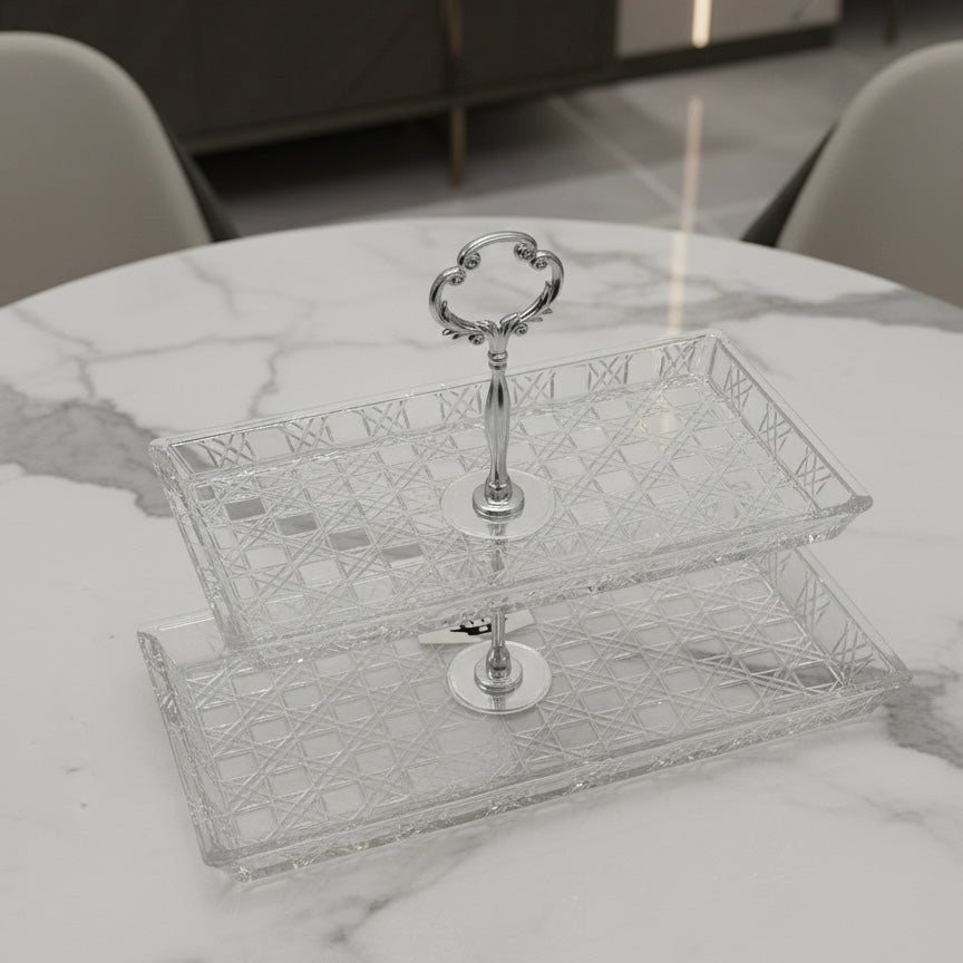 Mawaeen 2-Tier Luxury Glass Candy Plate – Elegant Serving Display
