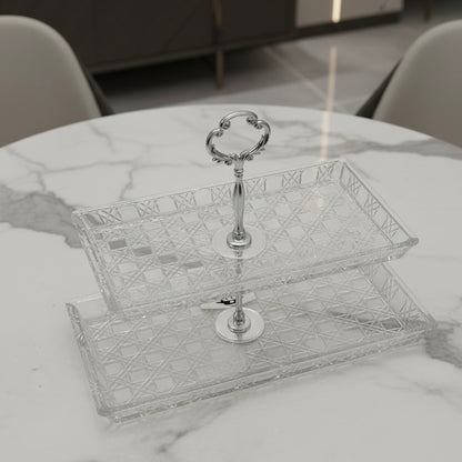 Mawaeen 2-Tier Luxury Glass Candy Plate – Elegant Serving Display
