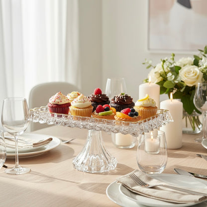 Mawaeen Luxury Glass Cake Plate – Golden Rim
