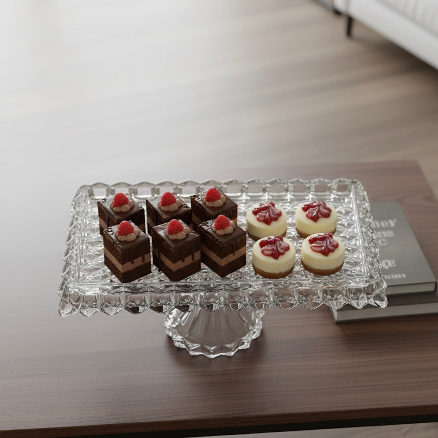 Mawaeen Luxury Glass Cake Plate – Clear