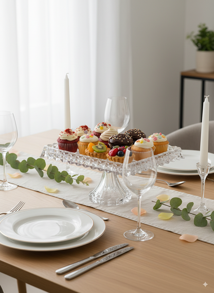 Mawaeen Luxury Glass Cake Plate – Clear