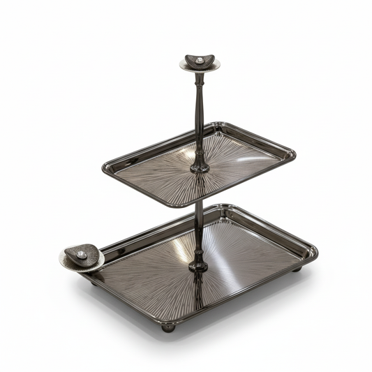Luxury 2-Tier Serving Stand- Chrome - Mawaeen