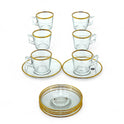 Elegant Gold&silver-Rimmed Glass Tea Set