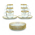 Elegant Gold&silver-Rimmed Glass Tea Set