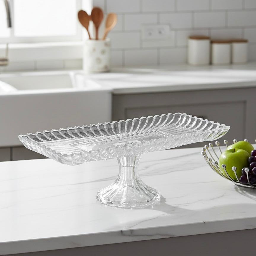 Mawaeen Luxury Glass Cake Plate – Clear