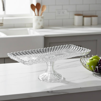 Mawaeen Luxury Glass Cake Plate – Clear