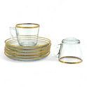 Elegant Gold&silver-Rimmed Glass Tea Set