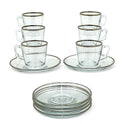 Elegant Gold&silver-Rimmed Glass Tea Set