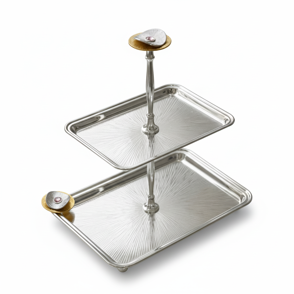 Luxury 2-Tier Serving Stand- Silver