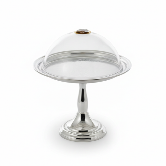 Cake Stand Round With Lid Silver (M) - Mawaeen
