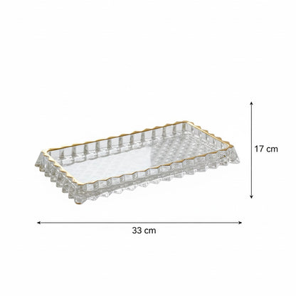 Mawaeen Luxury Glass Cake Plate – Golden Rim