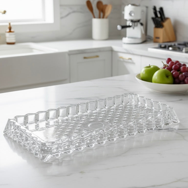 Mawaeen Luxury Glass Cake Plate – Clear