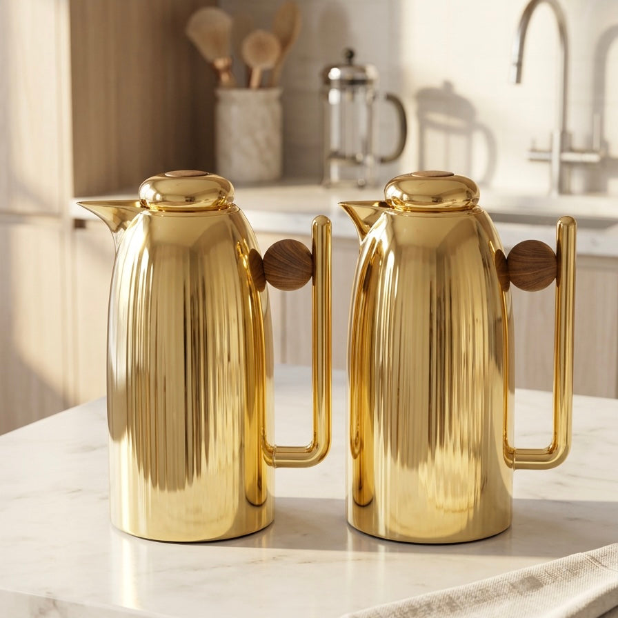 Premium Dallah Set Gold – 1L & 1L - Mawaeen