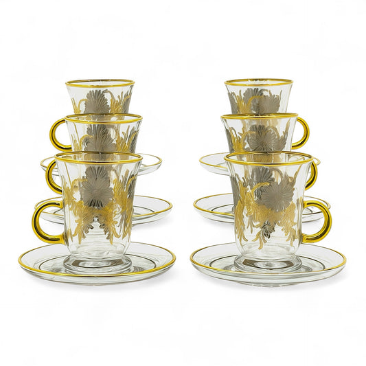 Exquisite Floral Gold-Rimmed Tea Set