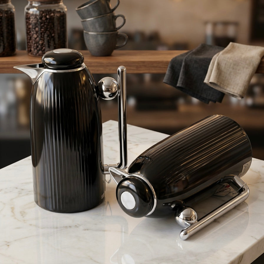 Premium Dallah Set Black/Silver– 1L & 1L - Mawaeen