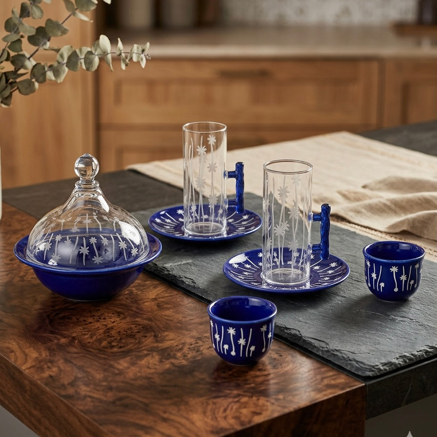 Tea & Coffee Serving Set Blue– 19 Pieces