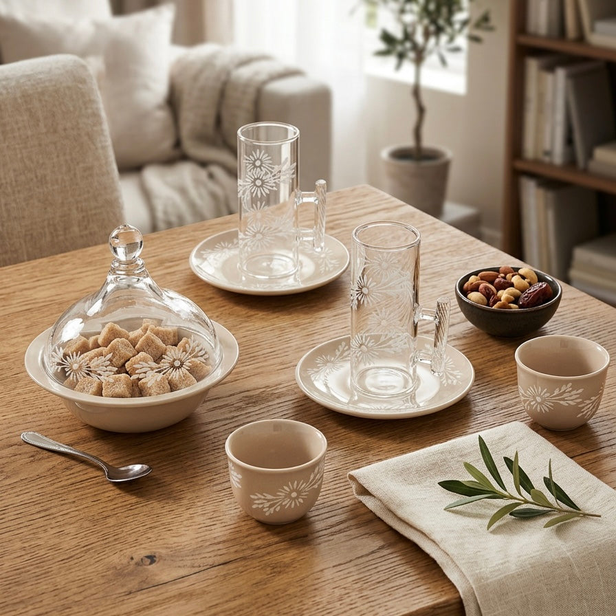 Tea & Coffee Serving Set Beige – 19 Pieces