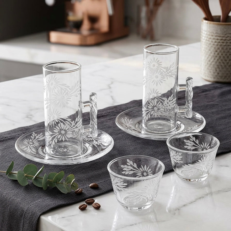 Tea & Coffee Serving Set Clear – 18 Pieces