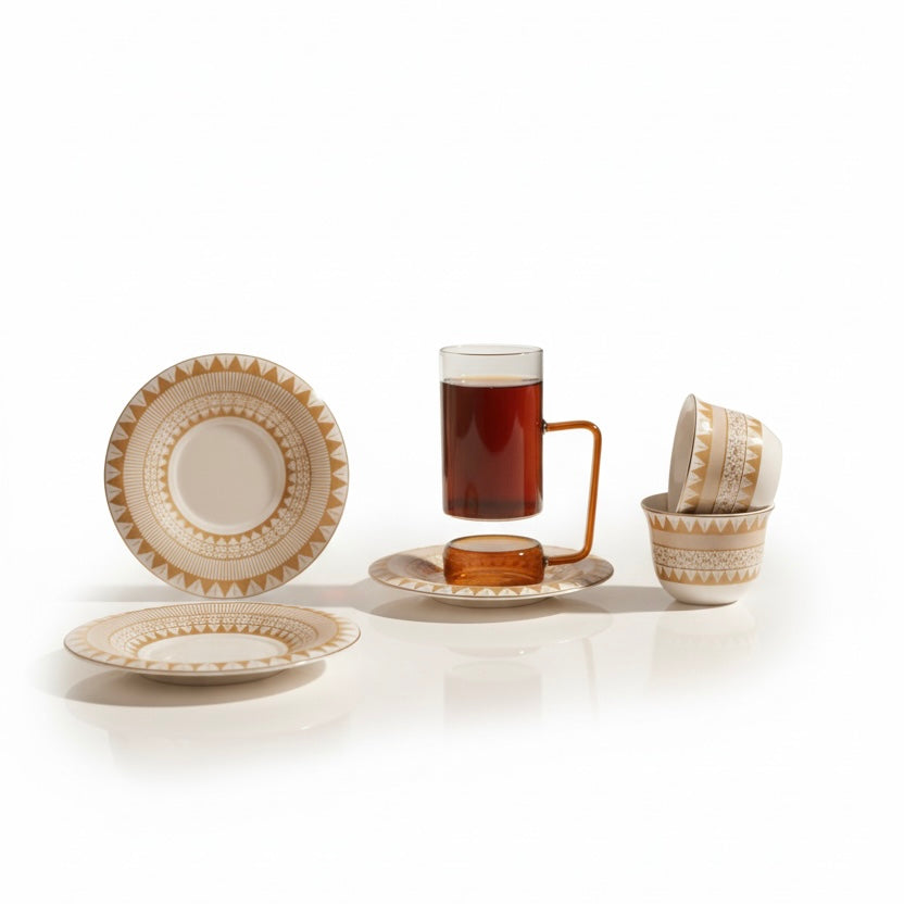 Tea & Coffee Serving Set W/Gold – 18 Pieces