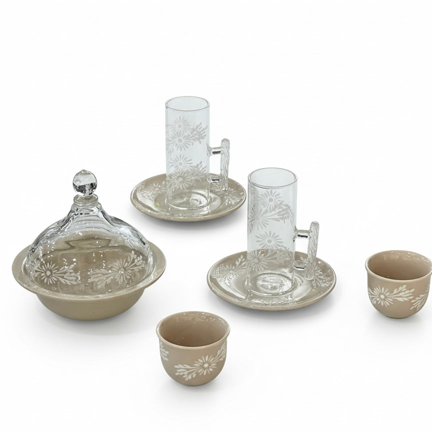 Tea & Coffee Serving Set Beige – 19 Pieces