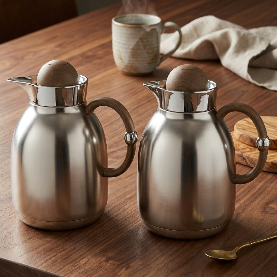 Regal Classic Dallah Set M/Silver Wood – 1L & 1L