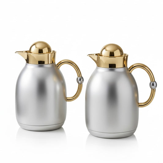 Regal Classic Dallah Set M/Silver Gold – 1L & 1L - Mawaeen