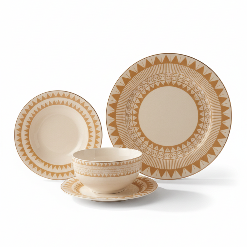 Dinnerware Set W/Gold – 24 Pieces (Service for 6)