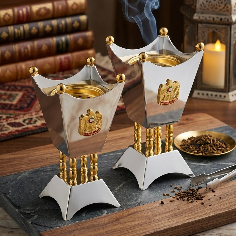 UAE Emblem Incense Burner S/Gold (S) - Mawaeen