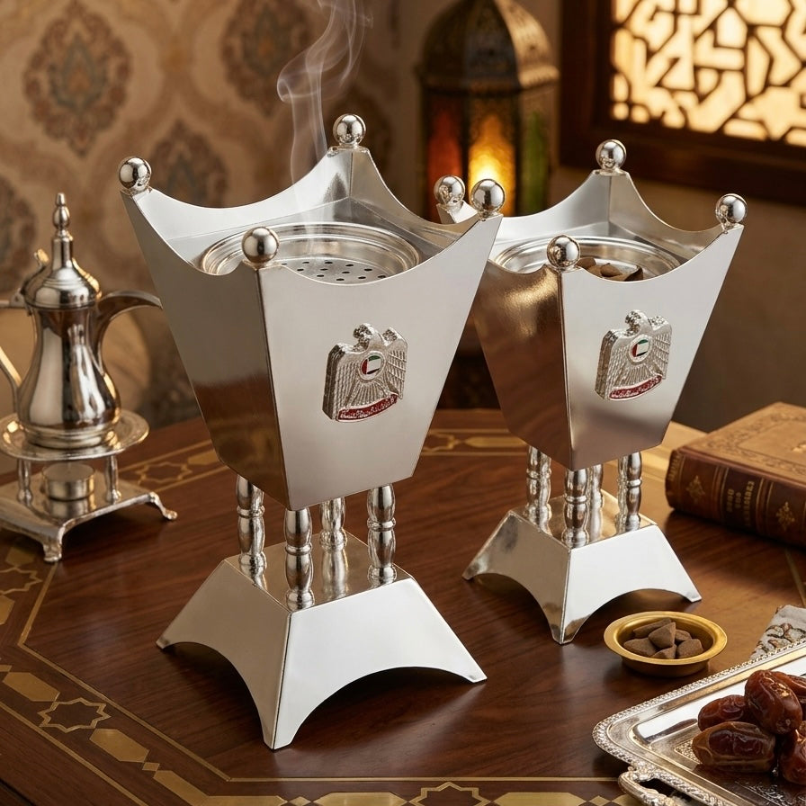 UAE Emblem Incense Burner silver (S) - Mawaeen