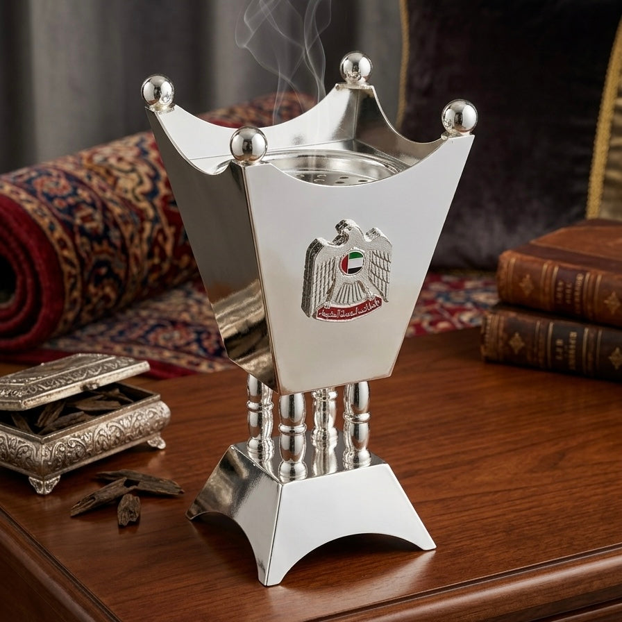 UAE Emblem Incense Burner silver (S) - Mawaeen
