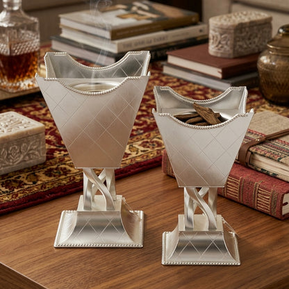 Luxury Decorative Incense Burner Matt-Silver - (S) - Mawaeen