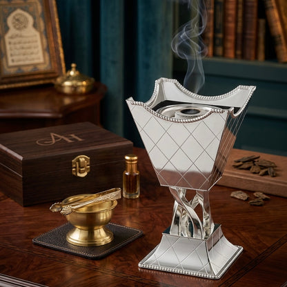 Luxury Decorative Incense Burner Silver - (L) - Mawaeen