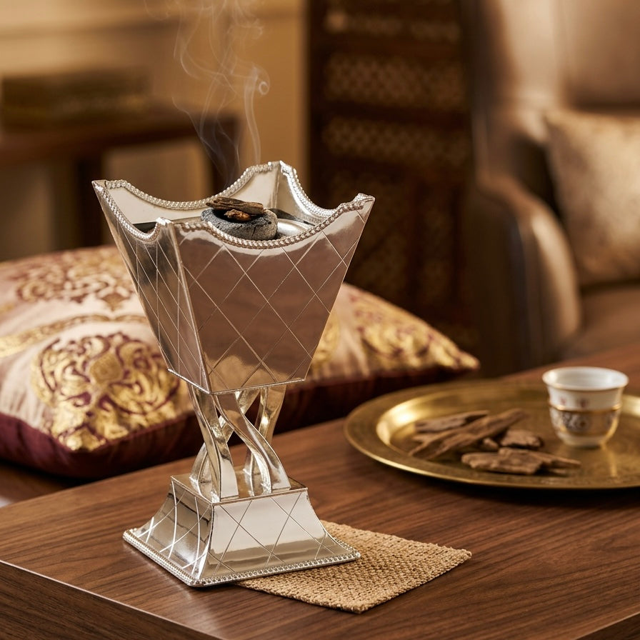Luxury Decorative Incense Burner Silver - (L) - Mawaeen