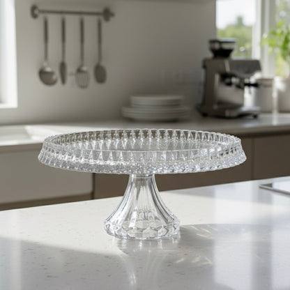 Mawaeen Round Luxury Glass Cake Stand Clear (L)