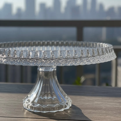 Mawaeen Round Luxury Glass Cake Stand Clear (L)
