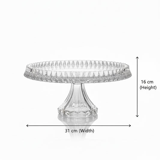 Mawaeen Round Luxury Glass Cake Stand Clear (L)