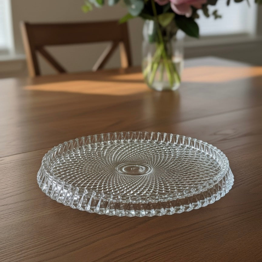 Mawaeen Round Luxury Glass Cake Plate Clear (L)