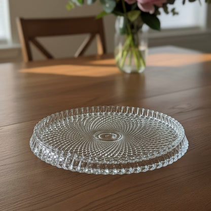 Mawaeen Round Luxury Glass Cake Plate Clear (L)