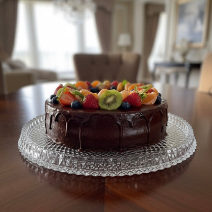 Mawaeen Round Luxury Glass Cake Plate Clear (L)